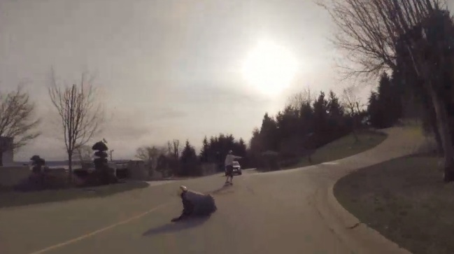 Still from the longboarder YouTube video.