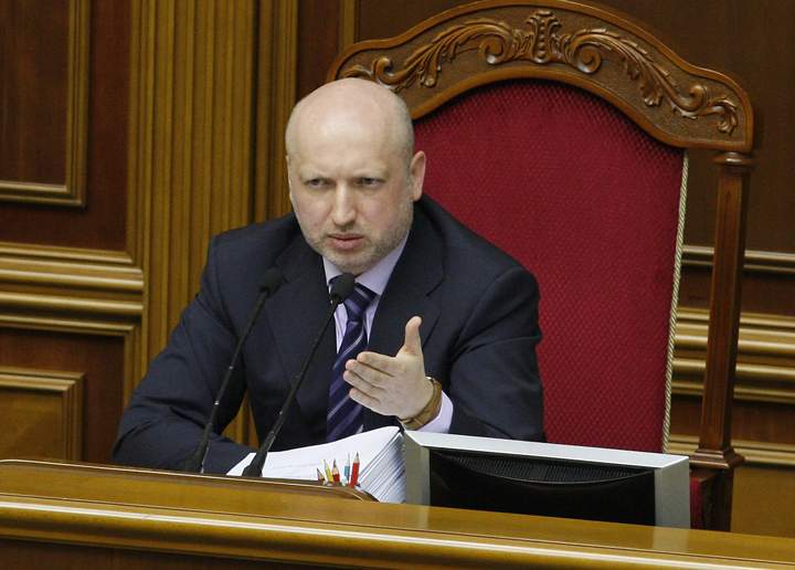  Interim president Oleksandr Turchynov addresses a meeting of Verkhovna Rada, the Ukrainian parliament on April 9, 2014.