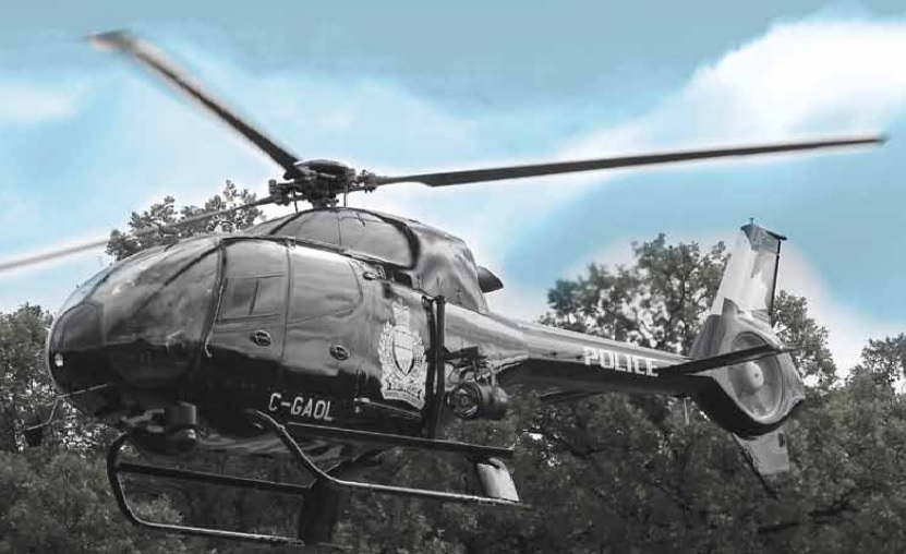 Police were able to use their helicopter to stop a break-in and arrest a suspect Friday evening.