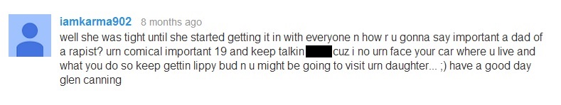 A screen capture of a post on Glen Canning’s YouTube channel.
