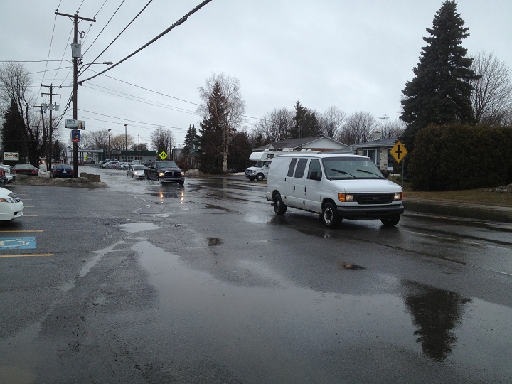 Rising waters caused by rainfall and snow thaw have caused flooding in the village of St-Clet in Vaudreuil-Soulanges on April 8, 2014.