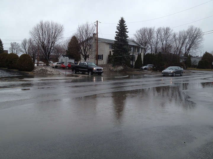 Rising waters caused by rainfall and snow thaw have caused flooding in the village of St-Clet in Vaudreuil-Soulanges on April 8, 2014.