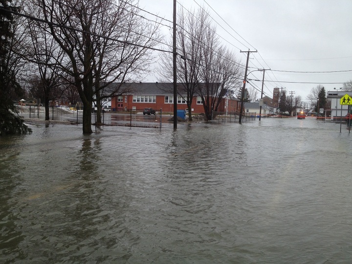Rising waters caused by rainfall and snow thaw have caused flooding in the village of St-Clet in Vaudreuil-Soulanges on April 8, 2014.