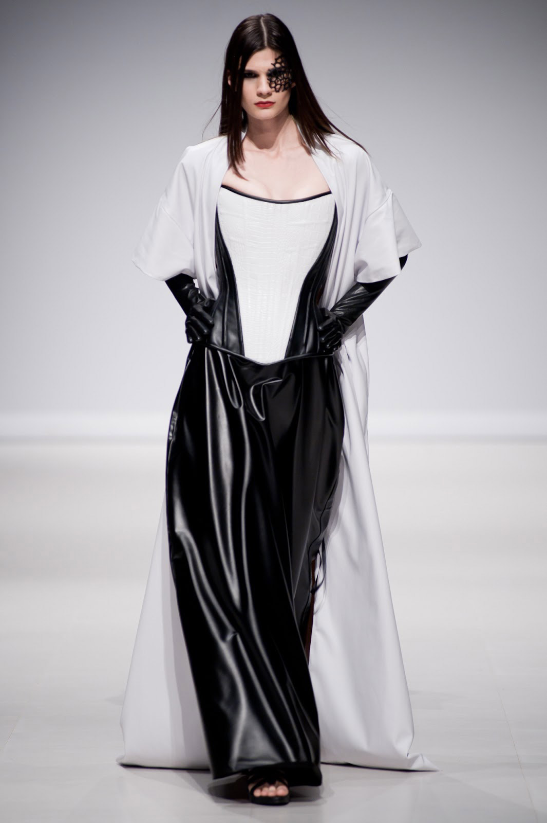 Tues. April 22, 2014: Starkers Corsetry sent a troop of models down the FAT 2014 runway, outfitted in wares with a decidedly tech-minded edge.