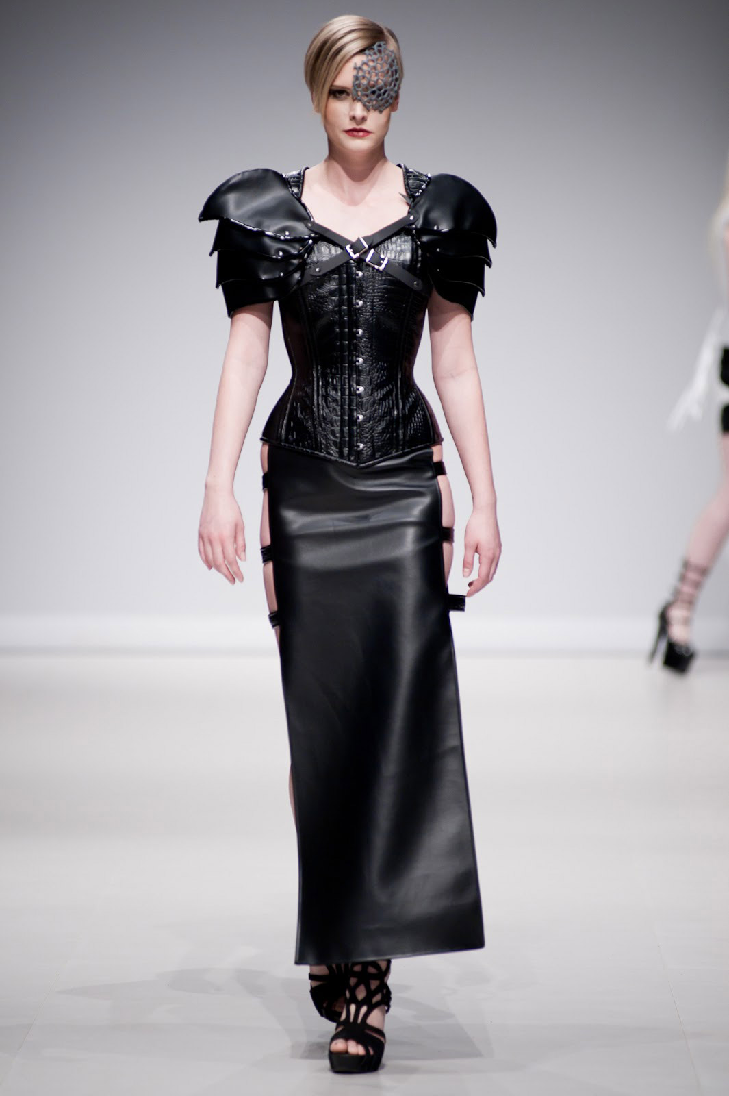 Tues. April 22, 2014: Starkers Corsetry sent a troop of models down the FAT 2014 runway, outfitted in wares with a decidedly tech-minded edge.