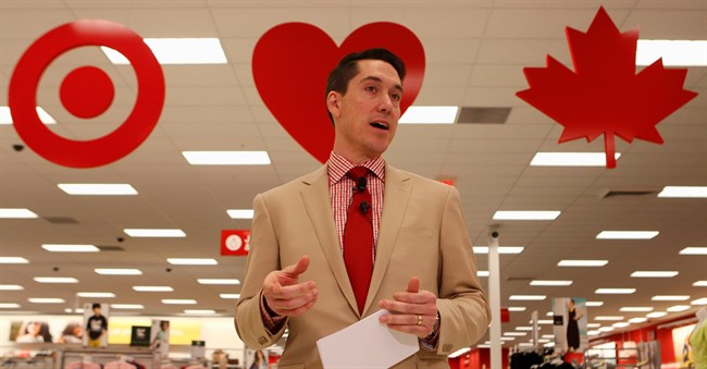 Tony Fisher, ex-president of Target Canada, speaking to media during a tour of the new Target store in Guelph, Ontario last March.