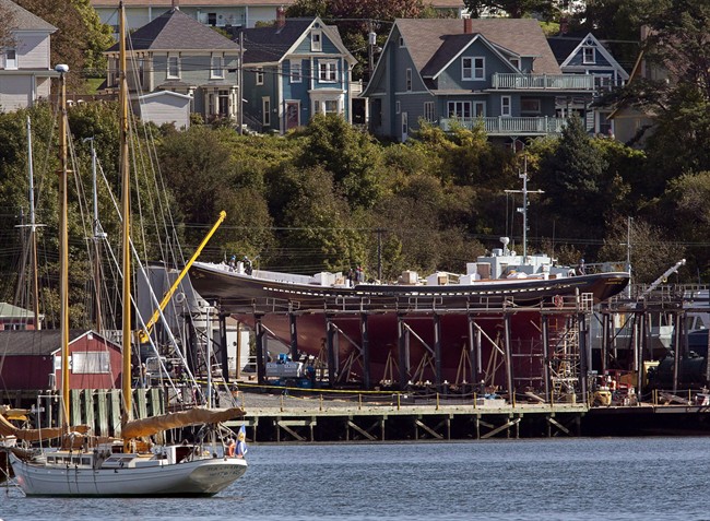Bluenose II, Nova Scotia’s sailing icon, receives some last-minute work in Lunenburg, N.S. on Sept. 28, 2012.
