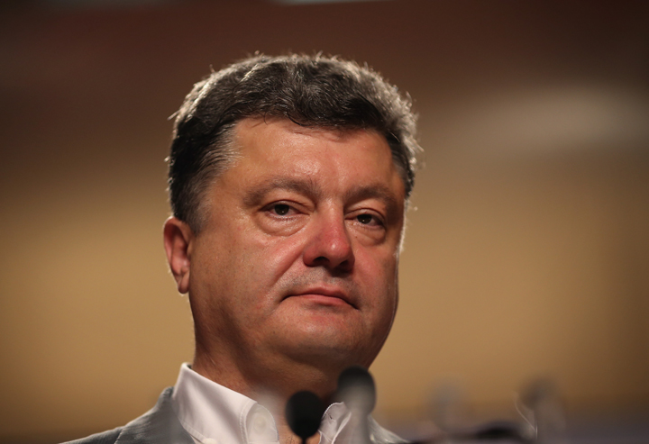 Ukrainian's President Elect Petro Poroshenko, speaks to the media during a press conference on May 26, 2014 in Kiev, Ukraine.