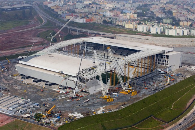 FILE - It's all coming down to the final 30 days. Brazil had seven years to get ready for the World Cup, but it enters the final month of preparations with a lot yet to be done.