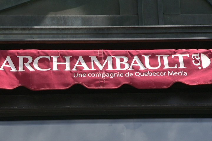 The so-called "homeless spikes" were outside Archambault, a store owned by Quebecor, in downtown Montreal.