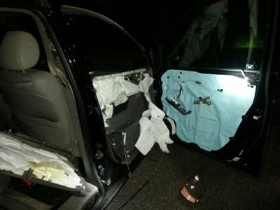 It appears remaining odour from the milk may have played a role luring the bear into the vehicle.