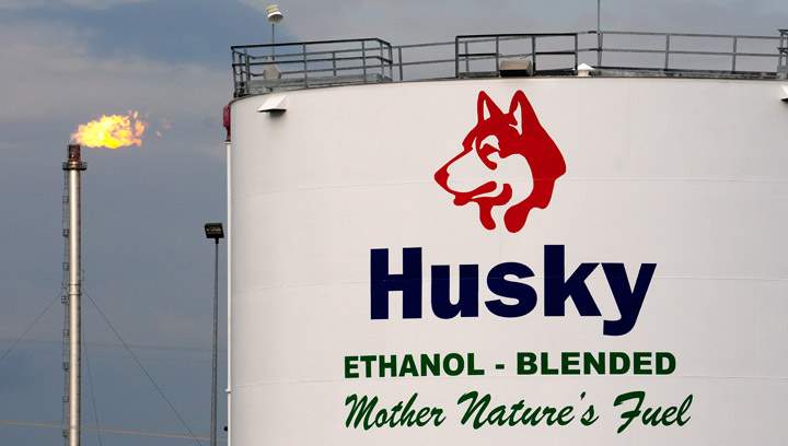 The Husky Energy upgrader facility in Lloydminster, Saskatchewan. A man has been arrested after making a threat on social media to set off a bomb at the upgrader.