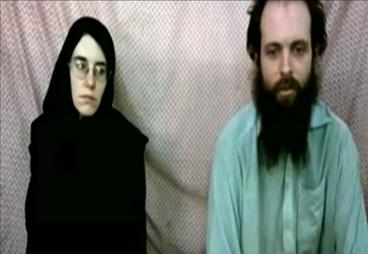 Canadian Joshua Boyle seen in a video with his American wife Caitlin Coleman