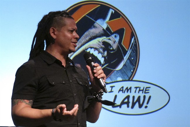 Morgan Marquis-Boire, a senior security researcher and technical adviser with University of Toronto-based Citizen Lab, speaks during a “cyber self-defense course”.
