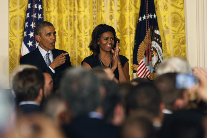 U.S. President Barack Obama and first lady Michelle Obama host  a reception to observe LGBT Pride Month at the White House June 30, 2014 in Washington, DC. 