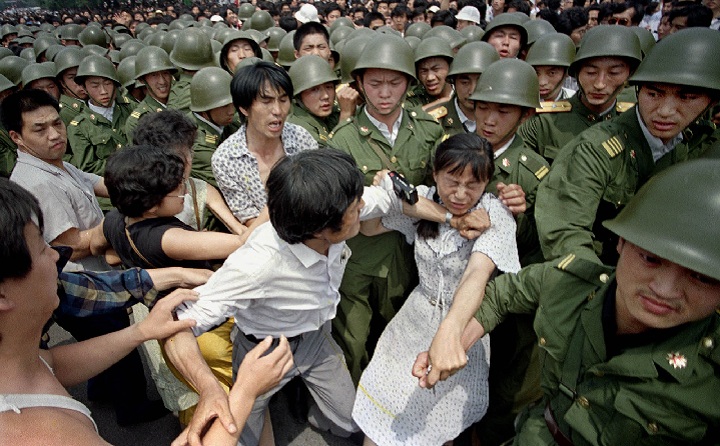Photos taken by Jeff Widener during the Chinese government crackdown on protesters in Tiananmen Square 25 years ago this week.