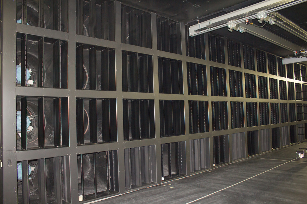 A wall of fans at the WindEEE facility in London, Ont.