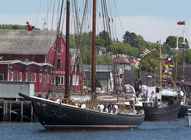 Bluenose II heads to port in Lunenburg, N.S. after sea trials on June 24, 2014. 