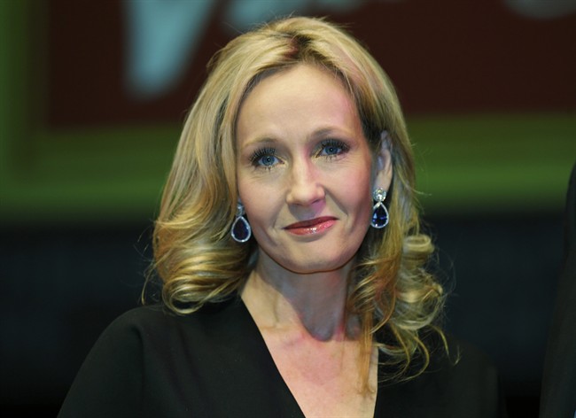 FILE – In this Thursday, Sept. 27, 2012 file photo, British author J.K. Rowling poses for photographers at the Southbank Centre in London.