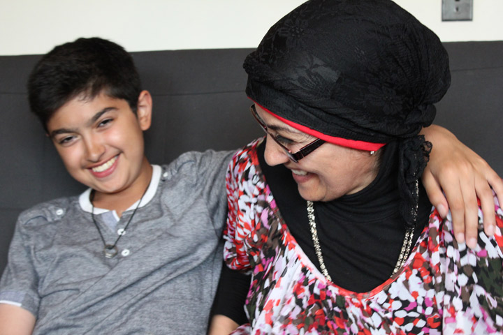 Sana Hassan and her son Omar joke around