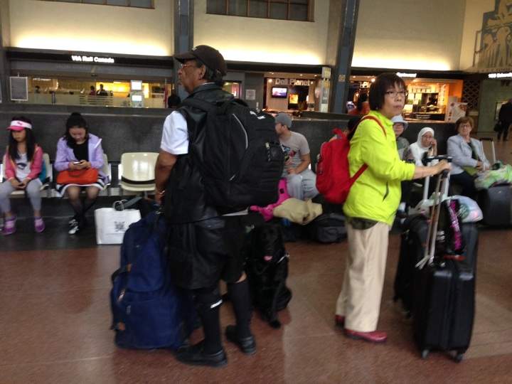 Stranded Via Rail passengers in Montreal after CN train derailment on July 10, 2014.