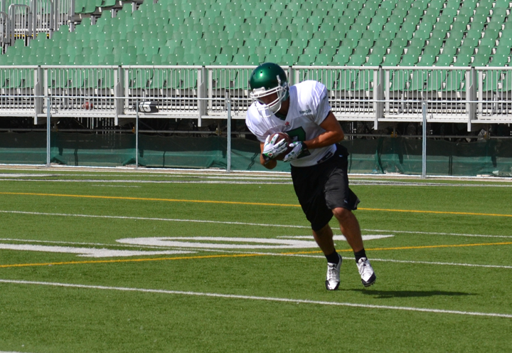 The Saskatchewan Roughriders released images of Weston Dressler practicing with the team today