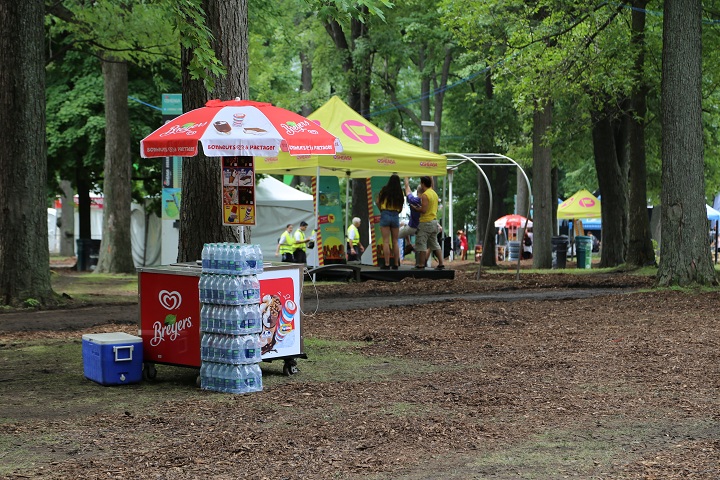A food stand waits for Osheaga festival-goers in Montreal on Friday, August 1, 2014.