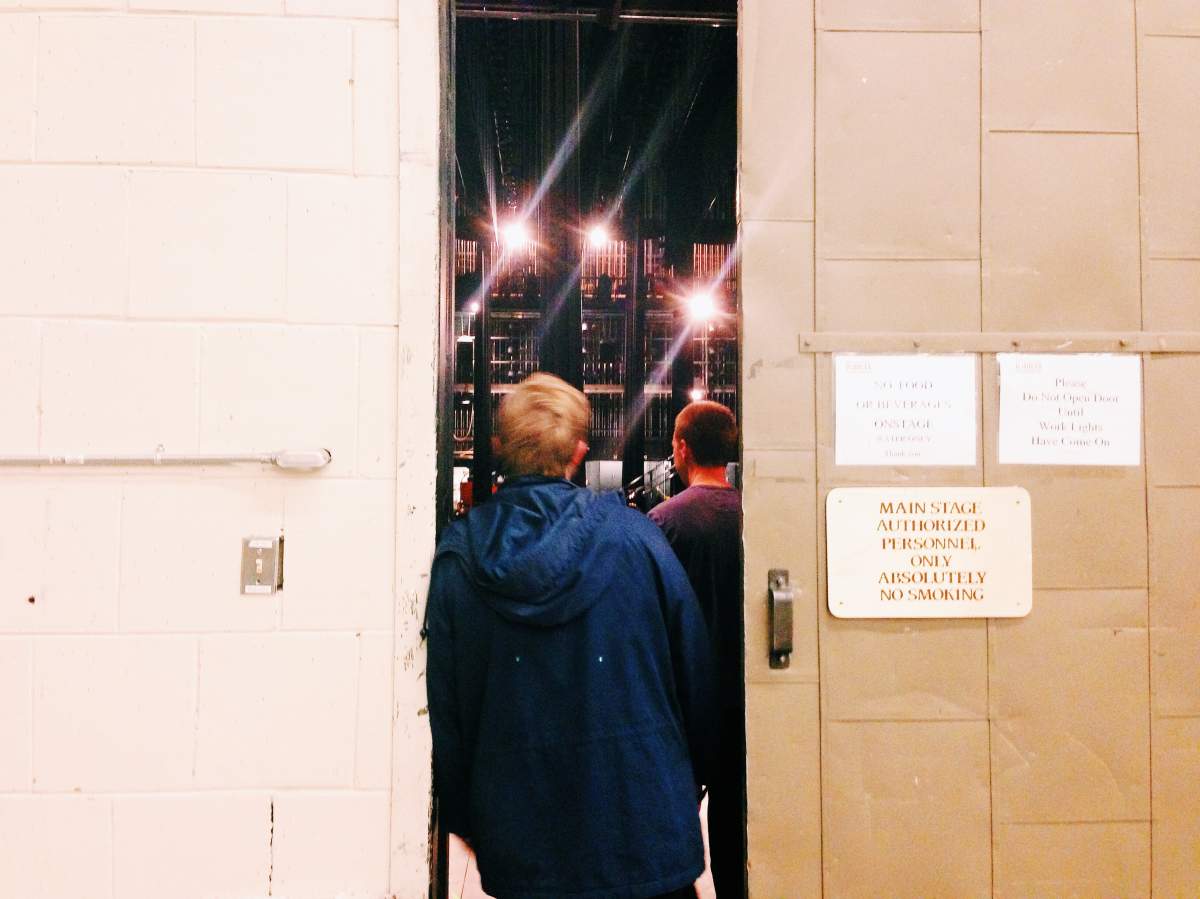 Kyle Tenove and Barry Mason, backstage at the Jubilee Auditorium.