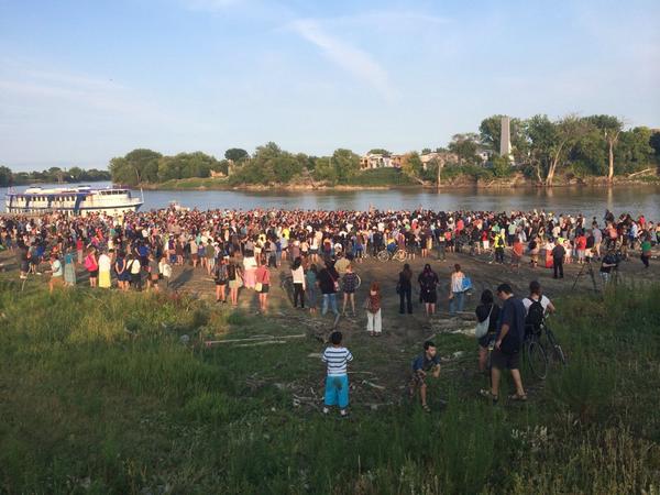 Over 1,000 people gathered at the Alexander Docks on Tuesday to mourn Tina Fontaine and Faron Hall.