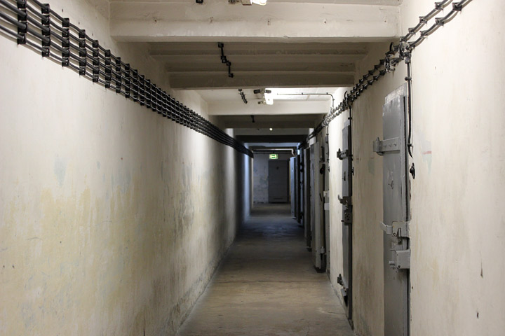 Inside the 'U-Boot' - a hallway of windowless prison cells in the basement of Hohenschönhausen prison.