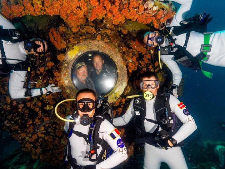 The NEEMO19 crew. From left to right: Jeremy Hansen, Canadian Space Agency; Hervé Stevenin and Andreas Mogensen, European Space Agency; Randy Bresnik, NASA.