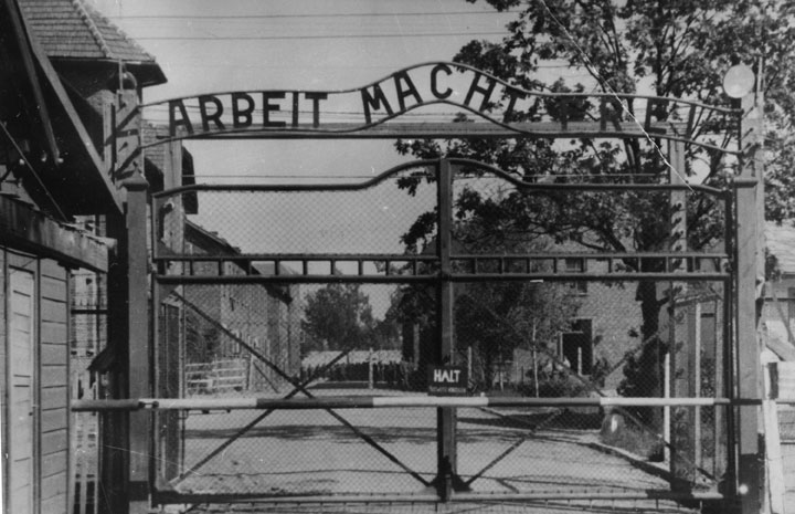 This undated file image shows the main gate of the Nazi concentration camp Auschwitz I, near Oswiecim , Poland, which was liberated by the Russians in January 1945.