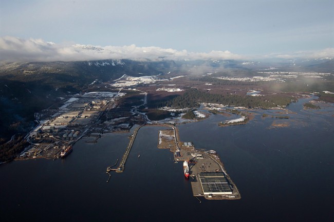 The Douglas Channel is pictured in an aerial view in Kitimat on January 10, 2012.