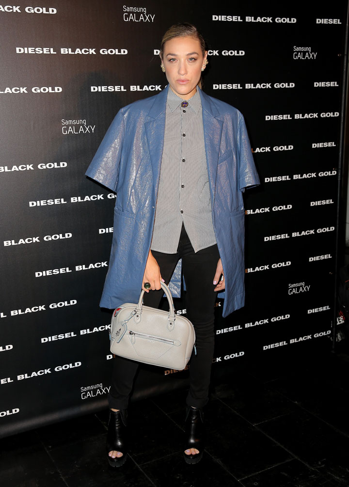 Mia Moretti poses backstage at the Diesel Black Gold