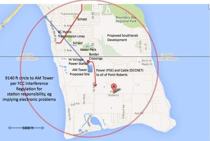 Map showing the location of the proposed radio tower.