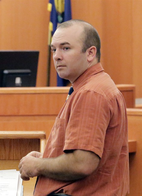 David William Noll stands before a judge during a hearing Monday, Sept. 15, 2014, in Park City, Utah. Noll, a California man pleaded guilty to defacing two Utah murals believed to have been done by the mysterious British graffiti artist Banksy. 