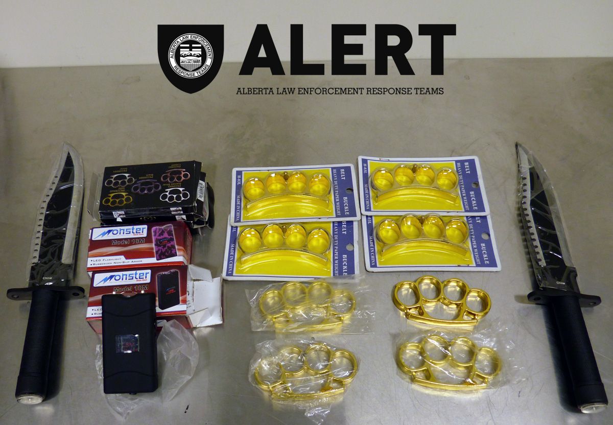 Weapons headed for Bonnyville seized. 