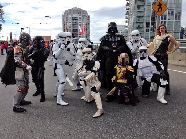 Participants show off their costumes in Vancouver's Halloween Parade.
