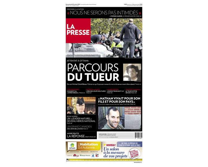 PHOTOS: Newspaper front pages day after Ottawa came under attack - image