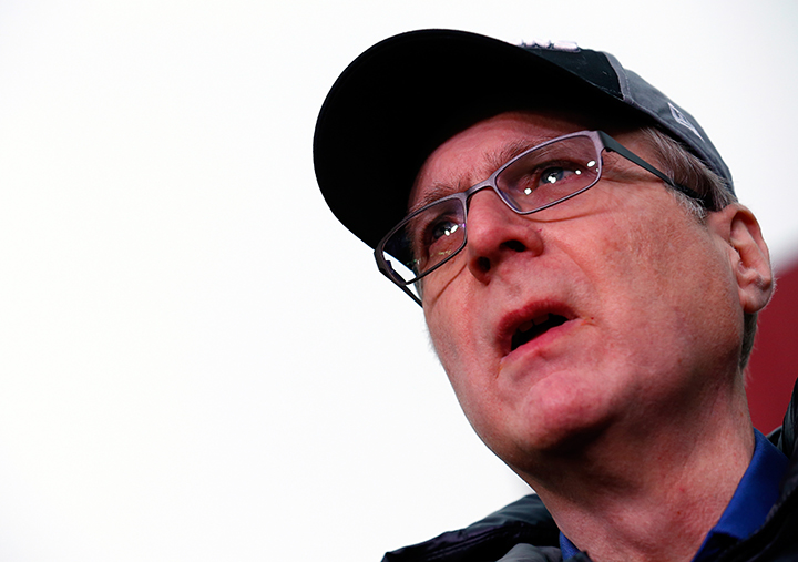 Paul Allen, owner of the Seattle Seahawks, looks on before the Seahawks take on the San Francisco 49ers during the 2014 NFC Championship at CenturyLink Field on January 19, 2014 in Seattle, Washington. 