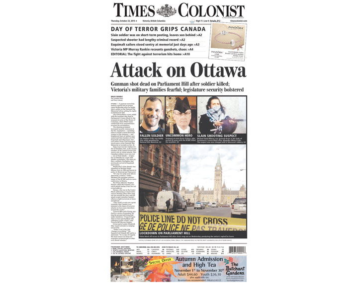 PHOTOS: Newspaper front pages day after Ottawa came under attack - image