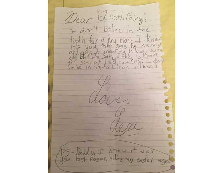 Kid calls parents out on Tooth Fairy, Santa Claus in adorable letter - image
