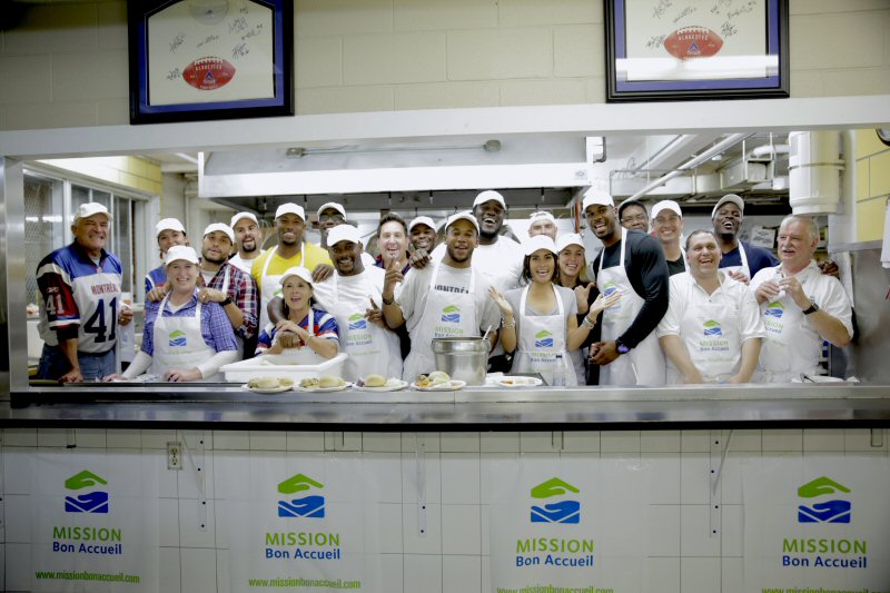 A glimpse of the team at the Welcome Hall Mission in Montreal, getting ready to welcome everyone for the charity's annual Thanksgiving dinner.