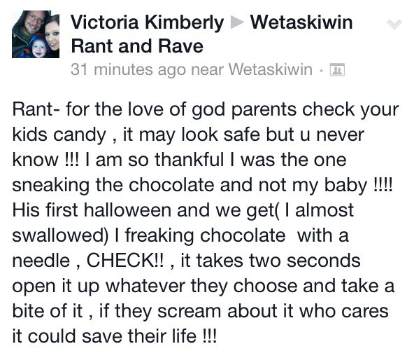 Wetaskiwin RCMP investigate after a pin was found in a mini chocolate bar.