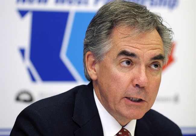 Alberta Premier Jim Prentice speaks in Regina, Sask. on Nov. 6, 2014. 