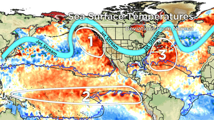 Sea surface temperatures and how the affect weather across Canada.