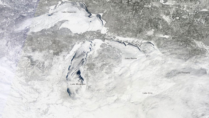 Ice cover on the Great Lakes was the highest since the 1970s.