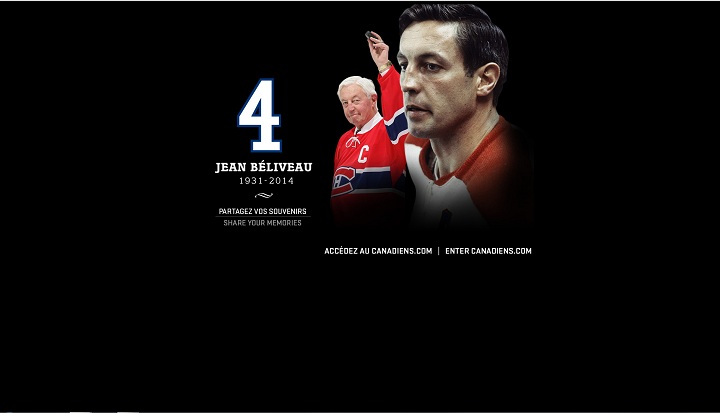 This is how the Canadiens.NHL.com home page looks like in honour of Jean Beliveau's passing.