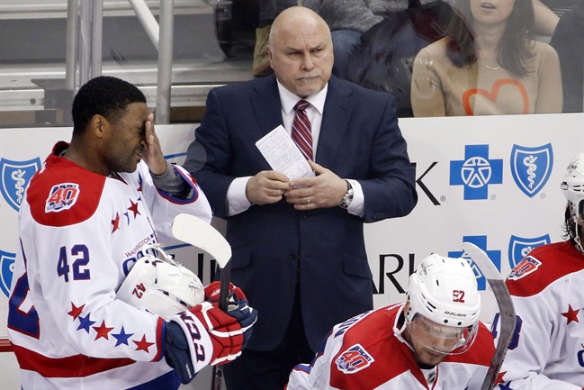 Barry Trotz, shown here with the Washington Capitals, is the new head coach for the New York Islanders.