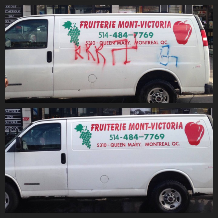 With help from the community, Corey Fleischer tries to get rid of as many hate crime messages as he can, Wednesday, January 28, 2015.
